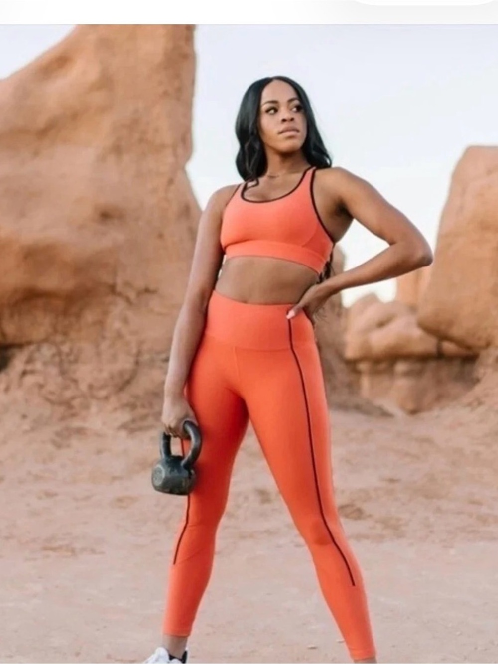 Zyia burnt orange contouring supportive everyday ankle legging activewearset